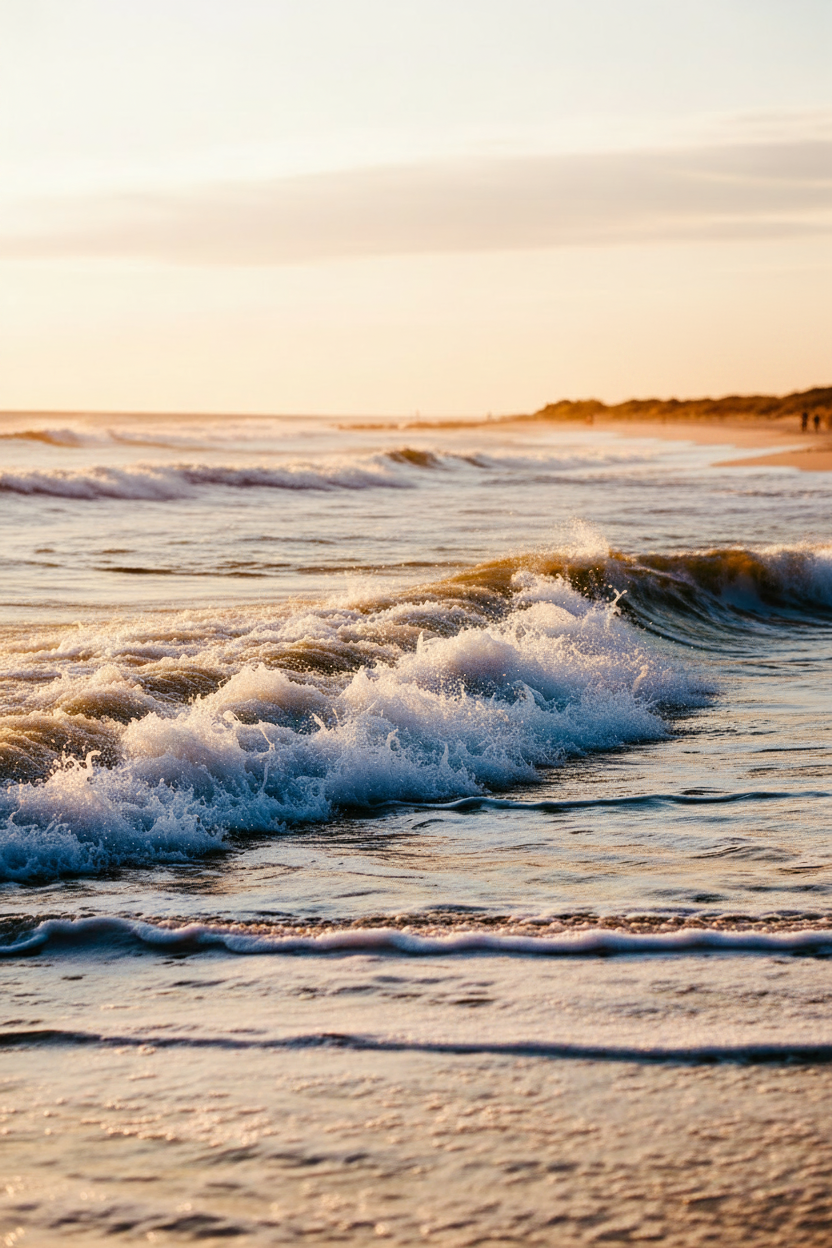 Vibrant coastal waves no lighthouse